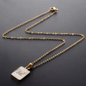 Wholesale Titanium Steel 18K Gold Plated Simple Style Plating Letter Shell
