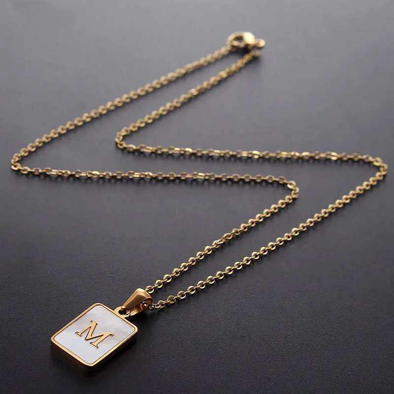 Wholesale Titanium Steel 18K Gold Plated Simple Style Plating Letter Shell