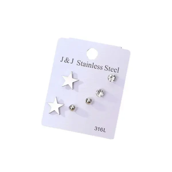 Wholesale 1 Set Casual Classic Style Pentagram Plating Inlay 201 Stainless Steel Rhinestone Iron Zircon Ear Studs