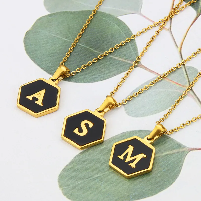 Wholesale Titanium Steel Simple Style Plating Letter Necklace