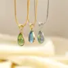 Wholesale Jewelry Beach Water Droplets 304 Stainless Steel Rhinestones 18K Gold Plated White Gold Plated Plating Inlay Pendant Necklace