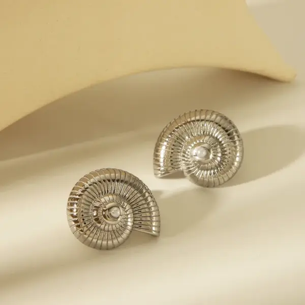 Wholesale 1 Pair Casual Vintage Style Spiral Plating Inlay 304 Stainless Steel Artificial Pearls Zircon 18K Gold Plated Ear Studs