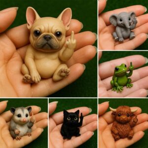 Wholesale Cross-border New Funny Mini Middle Finger Animal Statue Novelty Resin Desktop Garden Middle Finger Sculpture Ornament