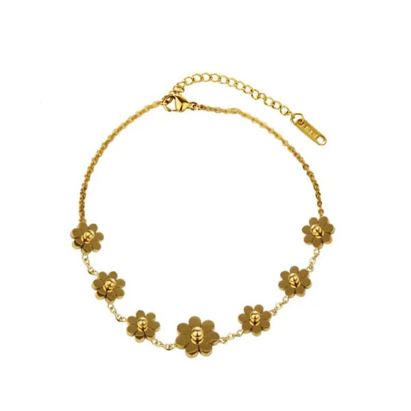 Wholesale Simple Style Heart Shape Flower Butterfly Resin Titanium Steel Wholesale Anklet