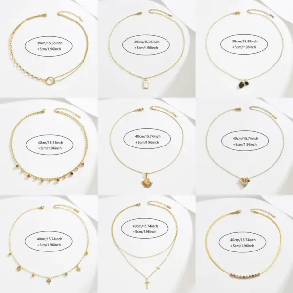 Wholesale A Simple 304 Stainless Steel 18K Gold Plated Vacuum Electroplating (In Furnace) Artificial Diamond Rectangular Asymmetric Handmade Chain Collarbone Necklace