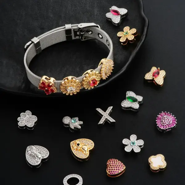 Fashionable DIY Heart Shaped Copper Bracelet Birthday Gift Cute Style Unisex Daily Accessory Geometric Pattern Jewelry