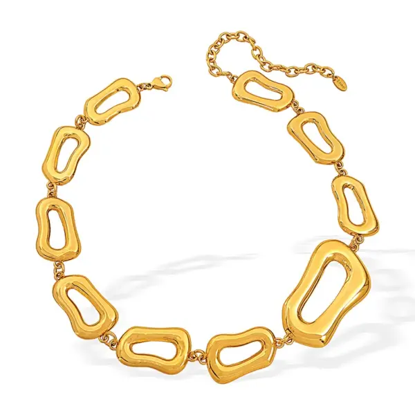 Wholesale Ion Plating (IP) Real Gold Plated 18K Gold Geometric Solid Color 304 Stainless Steel Elegant Waterproof Non Tarnish Bracelets Necklace