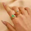 Wholesale 304 Stainless Steel Flower Ion Plating (IP) K Gold Plated Silver Plated IG Style Waterproof Non Tarnish Surgical Steel Hollow Out Open Rings
