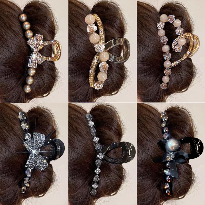 Wholesale Bow-Knot Large-Sized Grabber Clip for Women with High-End Hair on the Back of the Head, Shark Clip, Aessible Luxury Elegant, Hair Clip with