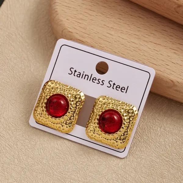 Wholesale Square Resin Imitation Pearl Earrings 304 Stainless Steel Post INS Style Fashion Jewelry Women's Casual Minimalist Earring