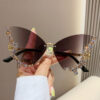 Wholesale Large Frame Diamond-encrusted Butterfly Sunglasses Retro Glasses Women's High-grade Sunglasses UV Protection