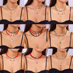 Wholesale Christmas polymer clay beaded necklace