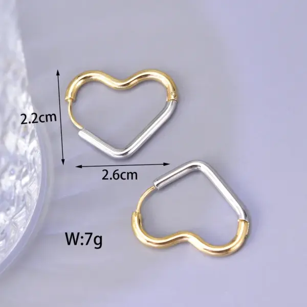 PVD Coated Real Gold Plated 18K Gold Heart 304 Stainless Steel Titanium Steel Waterproof Non Tarnish Earrings