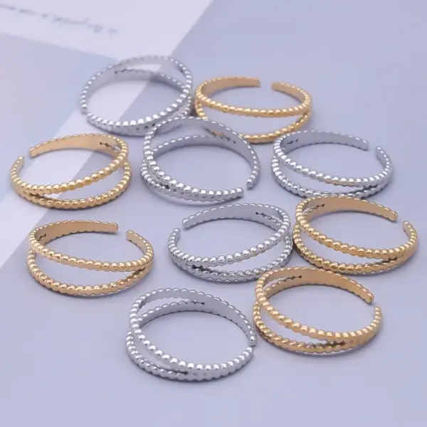 Wholesale PVD Coated Real Gold Plated 18K Gold Circle 304 Stainless Steel Simple Style Waterproof Non Tarnish Open Rings