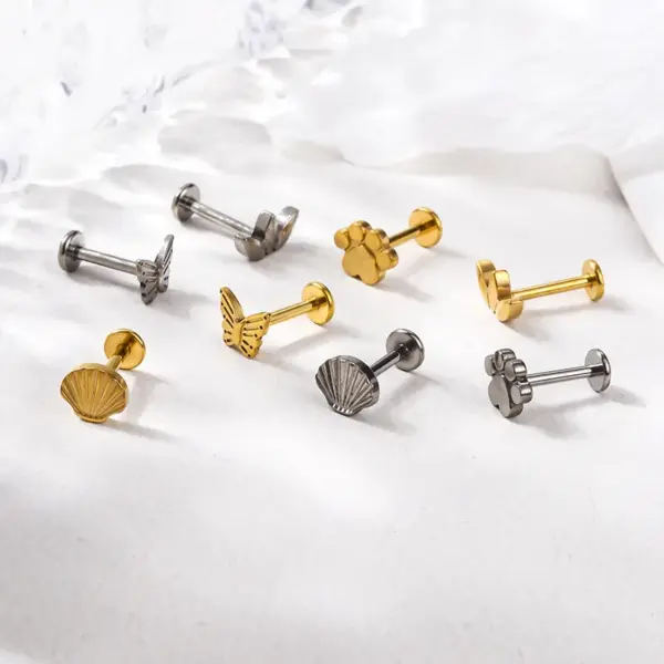 1 Piece Lip Rings Fashion Heart Shape Pure Titanium Plating
