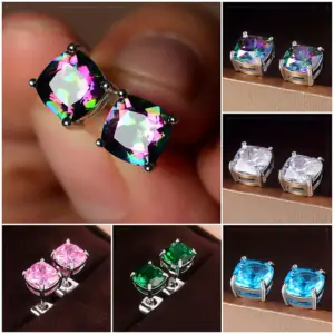 Fashion Square Zircon Geometric Copper Earrings Wholesale