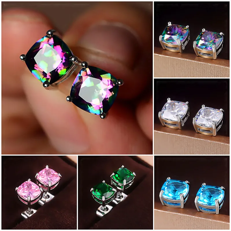 Wholesale Fashion Square Zircon Geometric Copper Earrings Wholesale