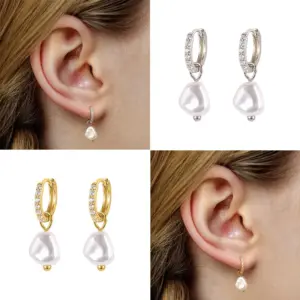 1 Pair 925 Sterling Silver Geometric Zircon Drop Earrings