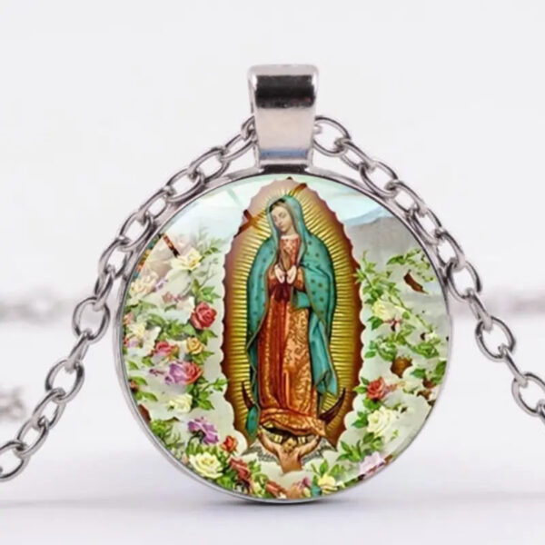 Wholesale European and American fashion creative jewelry suit Virgin Mary pendant time gem necklace earrings bracelet