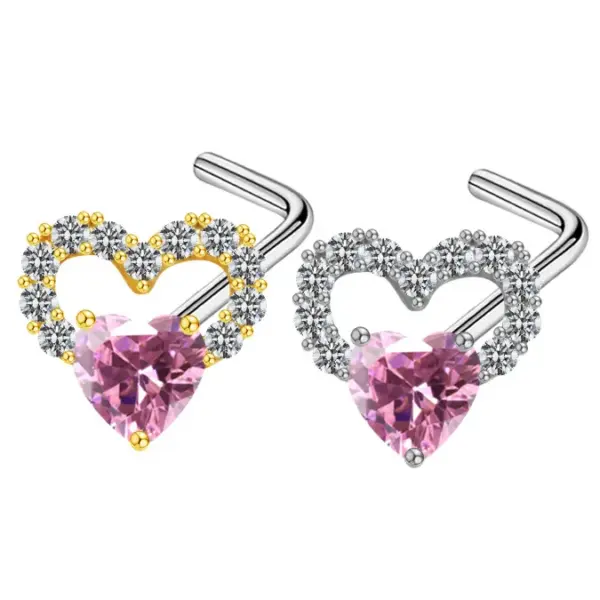 Sexy Cross Heart Shape Butterfly Stainless Steel Titanium Copper Plating Inlay Zircon White Gold Plated Gold Plated Nose Studs Nose Pin