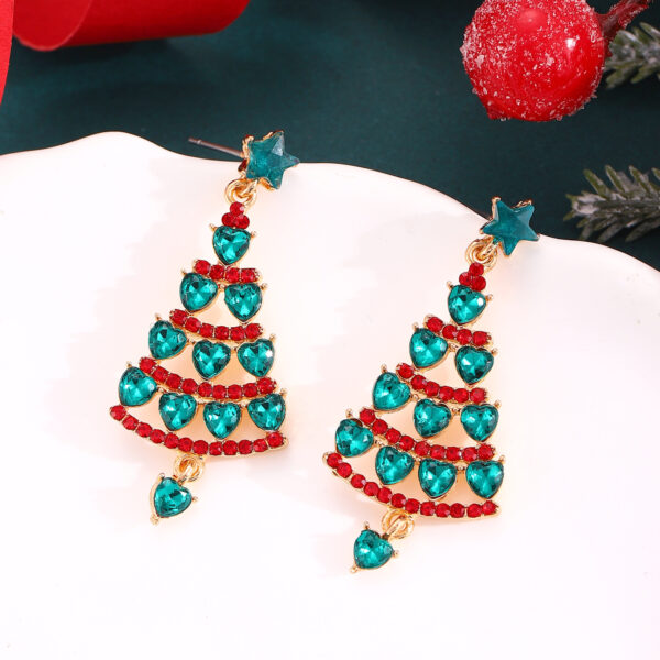 Wholesale Diamond-encrusted Christmas tree earrings
