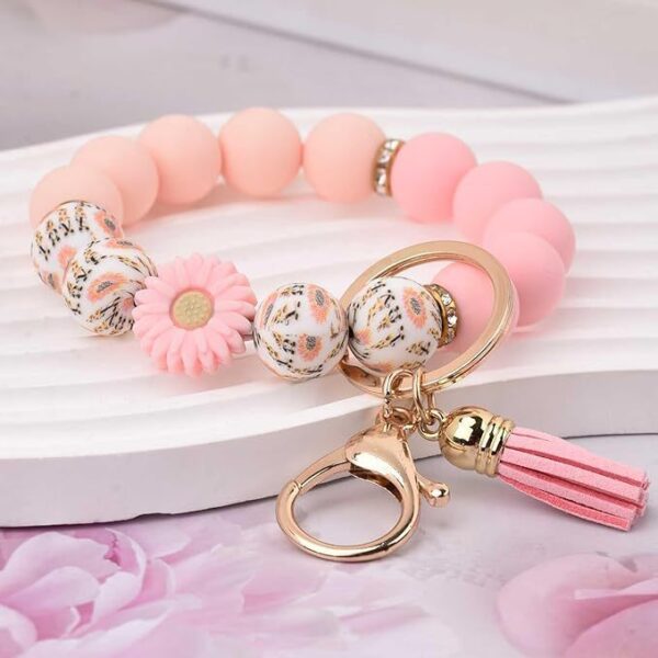 oly-b97f01b30c5dadf49807b4f4cfc4ea1a Wholesale Handmade Daisy Silicone Bead Bracelet Pendant Wristlet Keychain