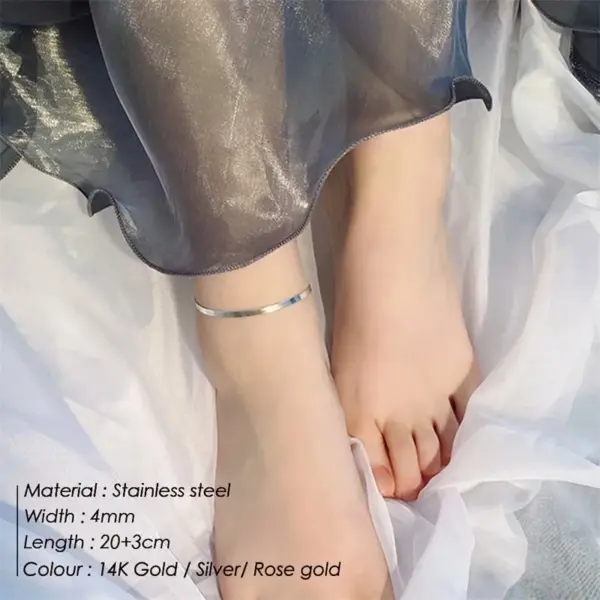 Fashion Stainless Steel Waterproof Non Tarnish No Inlaid PVD Coated Real Gold Plated Women'S Anklet