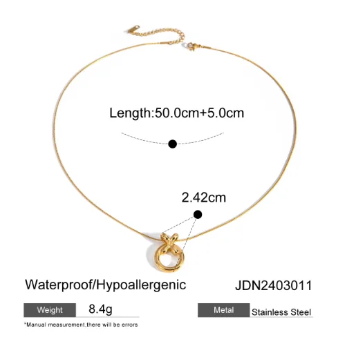 Wholesale Jewelry Basic Simple Style Classic Style Solid Color 304 Stainless Steel 18K Gold Plated PVD Coated Plating Cable Chain Pendant Necklace