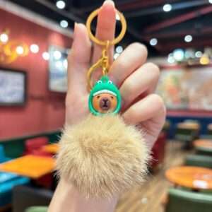 Brown fur ball [green shark hat] / 8.6*5.5cm