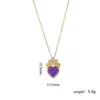 Wholesale Titanium Steel Copper Inlay Heart Shape Crown Zircon Pendant Necklace