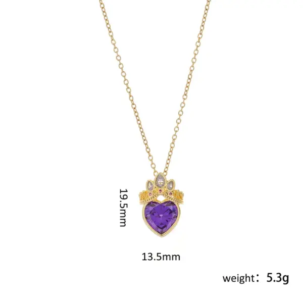 Wholesale Titanium Steel Copper Inlay Heart Shape Crown Zircon Pendant Necklace