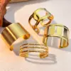 PVD Coated Real Gold Plated 18K Geometric Stripe Spiral 304 Stainless Steel Elegant Classic Style Waterproof Non Tarnish Wide Bracelet