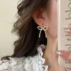 Wholesale Lady Style Bow Pearl Earrings 2024 New Style Gentle Girl Ear Buckle French Retro Earrings High Earrings