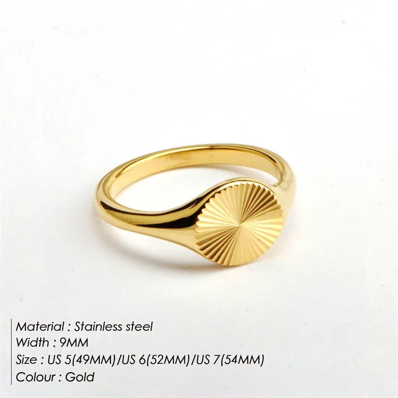 Wholesale PVD Coated 14K Gold Real Gold Plated Geometric Stainless Steel Fashion Waterproof Non Tarnish Rings