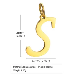 Gold (Single Pendant without Chain) / Letter S