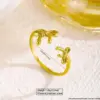 201 Stainless Steel 304 Stainless Steel Bow Knot Ion Plating (IP) 18K Gold Plated Cute Simple Style Streetwear Waterproof Non Tarnish Multicolor-Golden Yellow Open Rings