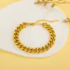Wholesale PVD Coated Real Gold Plated 18K Gold Solid Color Titanium Steel Streetwear Waterproof Non Tarnish Titanium Steel Bracelets