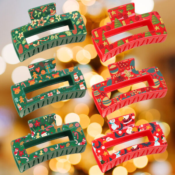 Wholesale Christmas Square Transparent Printed Grab Clip Shark Clip