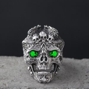 Green-eyed Skull Ring / Opening adjustable