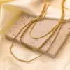 PVD Coated Real Gold Plated 18K Gold Solid Color 304 Stainless Steel Simple Style Commute Waterproof Non Tarnish 304 Stainless Steel Three Layer Necklace