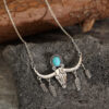 Wholesale Cross-border new retro Western style turquoise ox head pendant necklace