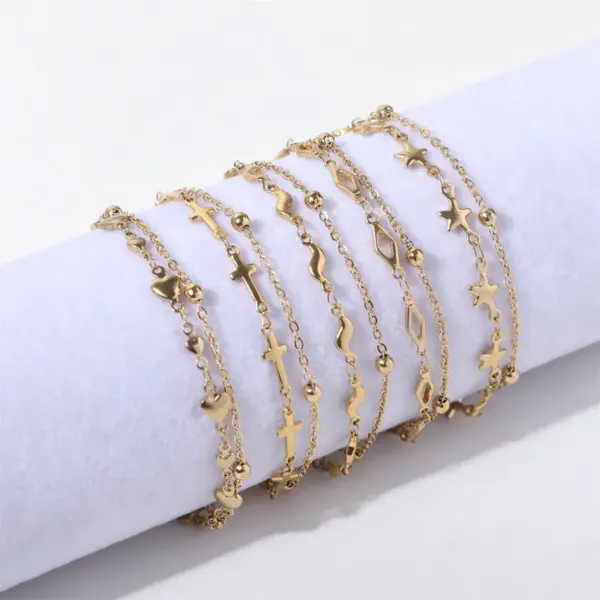 Wholesale Simple Style Cross Star Heart Shape 304 Stainless Steel Bracelets In Bulk
