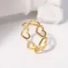 Wholesale PVD Coated Real Gold Plated 18K Gold Heart Shape 304 Stainless Steel Sweet Waterproof Non Tarnish Open Ring
