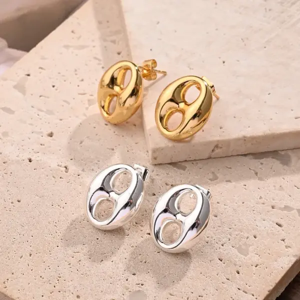 Electroplating Golden Plated Silver Plated Coffee Beans 304 Stainless Steel Casual Modern Style Simple Style Handmade Polishing Plating Ear Studs