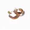 304 Stainless Steel C Shape Multicolor PVD Coated 18K Gold Plated 18K Gold Simple Style Waterproof Non Tarnish Plating Gold Ear Studs