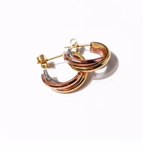 304 Stainless Steel C Shape Multicolor PVD Coated 18K Gold Plated 18K Gold Simple Style Waterproof Non Tarnish Plating Gold Ear Studs
