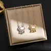 Wholesale Titanium Steel Simple Style Plating Inlay Heart Shape Flower Zircon Pendant Necklace
