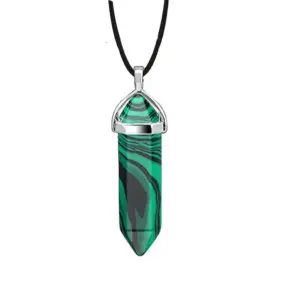 Malachite + Leather Rope