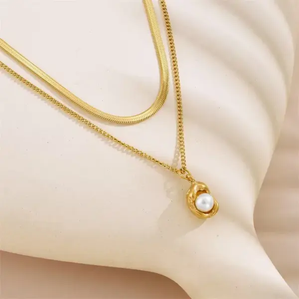 304 Stainless Steel Plastic Pea Ion Plating (IP) Acrylic 18K Gold Plated Sweet Simple Style Waterproof Non Tarnish Plating Inlay Gold Earrings Necklace Jewelry Set