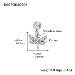 K007-Steel Color Dragonfly Zircon Pendant